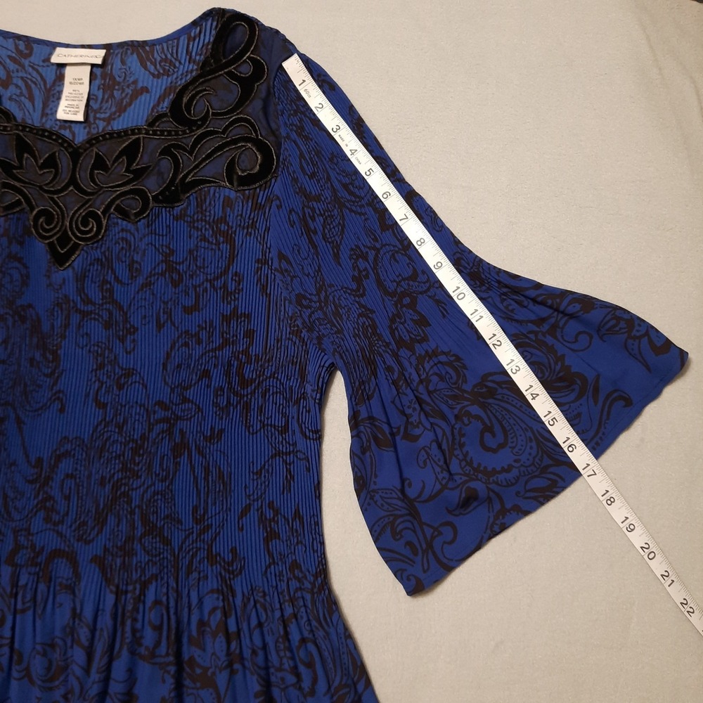 Catherines Pleated Paisley Tunic Top Velvet Mesh Trim Womens 1XP Whimsigoth Boho - Picture 13 of 13